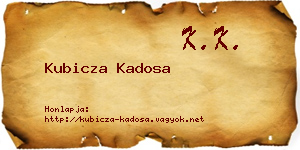 Kubicza Kadosa névjegykártya